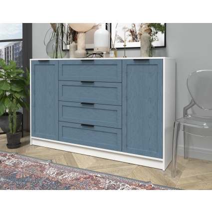 Тумба Тренд КТ-Т160 (Белый ЛДСП/ Дуб лазурный ЛМДФ) Ш1600 В1020 Г451